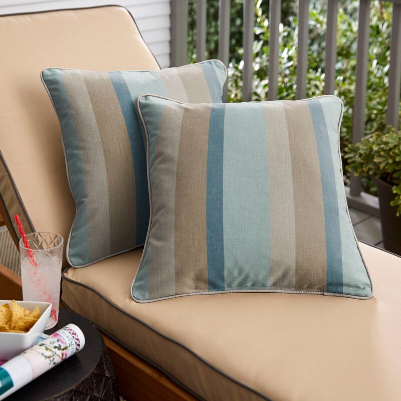 Sunbrella Gateway Mist/ Cast Silver Corded Indoor/ Outdoor Pillow Set - 18 in x 18 in