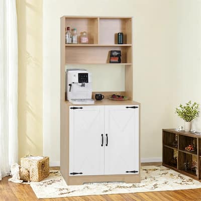 Pantry Cabinet with 2 Doors,3-Tier Modern Kitchen Cabinet with Shelves