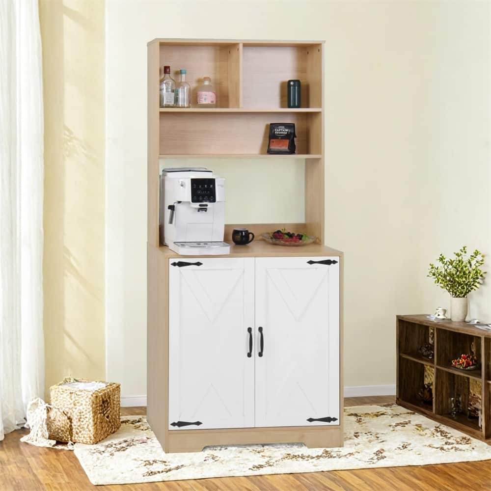 Pantry Cabinet with 2 Doors,3-Tier Modern Kitchen Cabinet with Shelves