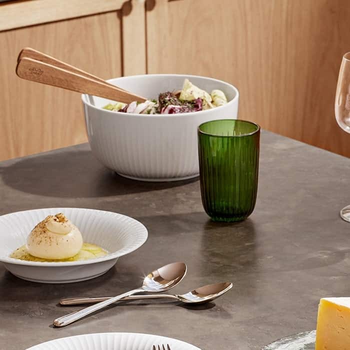 Kähler Hammershøi Salad Serving Set, Oak - H: 10.6"