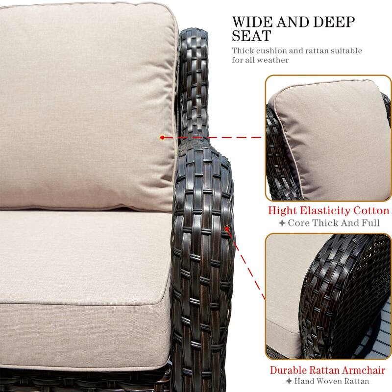 OVIOS 8-piece Rattan Wicker Patio Furniture Set Swivel Rocking Chair Set