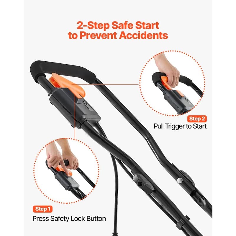 Black-Orange Electric 1500W Snow Shovel with 17in Clearing Width - 39.4 × 17.7 × 39.4 in