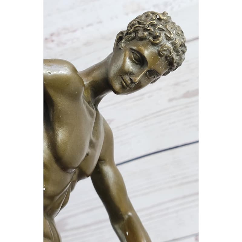 Vintage Grand Tour Bronze Sculpture Of Discus Thrower Discobolos Myron Lost Wax
