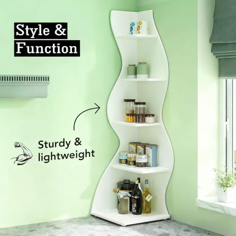 5-Tier Wall Corner Bookshelf Corner Shelf Storage Rack Plant Stand