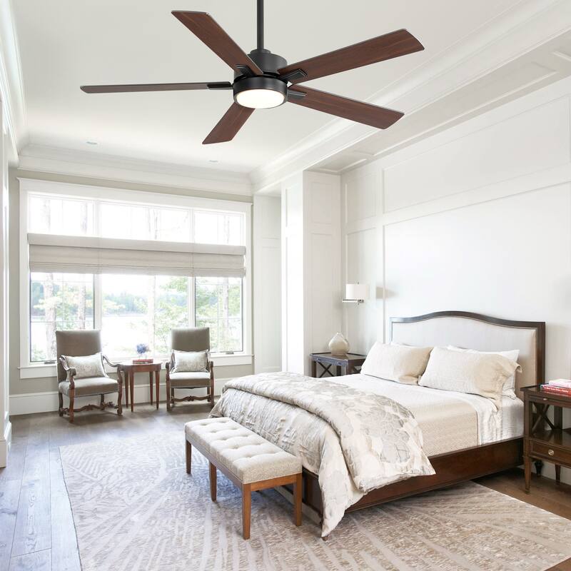 52-in Black Color-changing Indoor Chandelier Ceiling Fan with Light and Remote (5-Blade) - Black