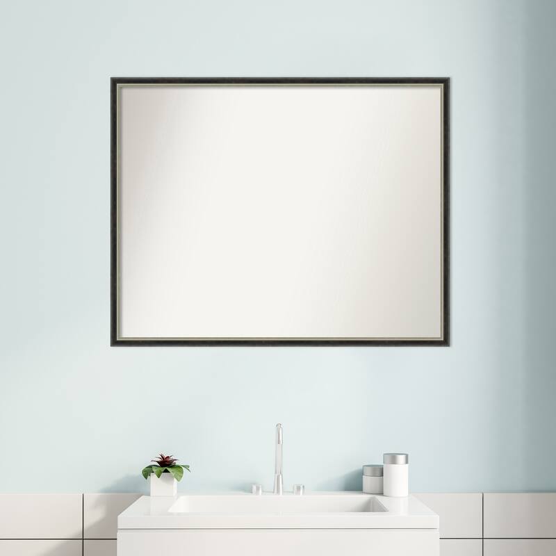 Theo Narrow Non-Beveled Wood Framed Bathroom Vanity Wall Mirror