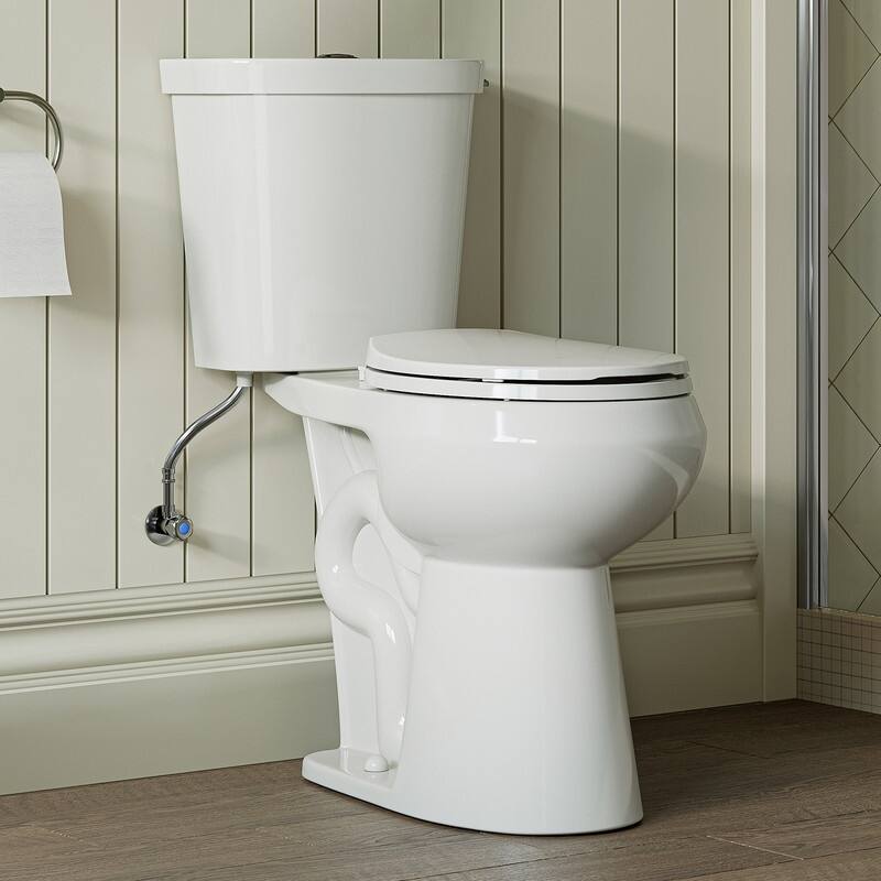 HOROW 19 Inch ADA Tall 2 Piece High Efficiency Dual Flush Round Toilet White 1.1 /1.6 GPF Strong Flush Seat Included