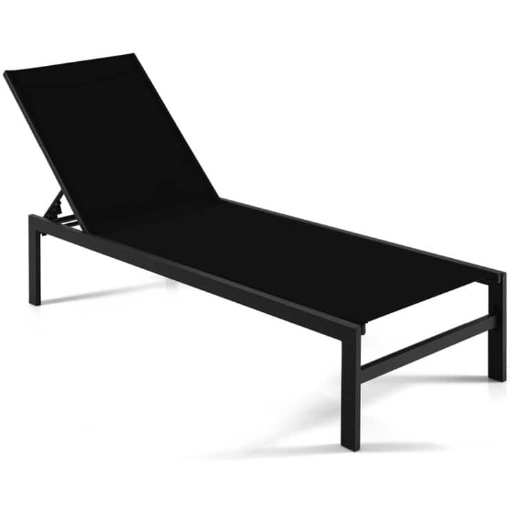 6-Position Chaise Lounge Chairs with Rustproof Aluminium Frame - 60.5"-78" x 25" x 39.5"-25.5" (L x W x H)