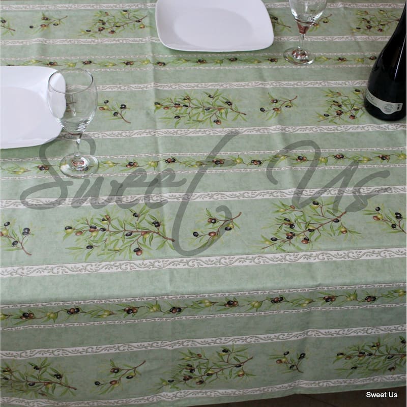 Wipeable Spill Resistant Provencal Cotton Cannes Collection Tablecloth