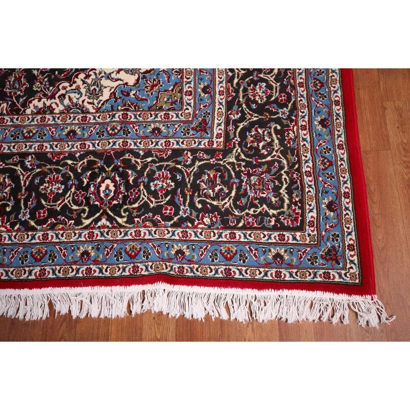 Traditional / Floral Red Kashan Turkish Rug Machine-Made Carpet - 9'7" x 12'11"