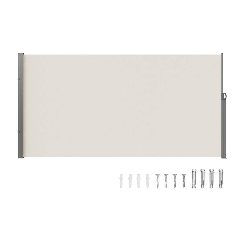 71''x 138'' Polyester Patio Privacy Screen with Retractable Handle and Perfect for Outdoor Balconies or Courtyards