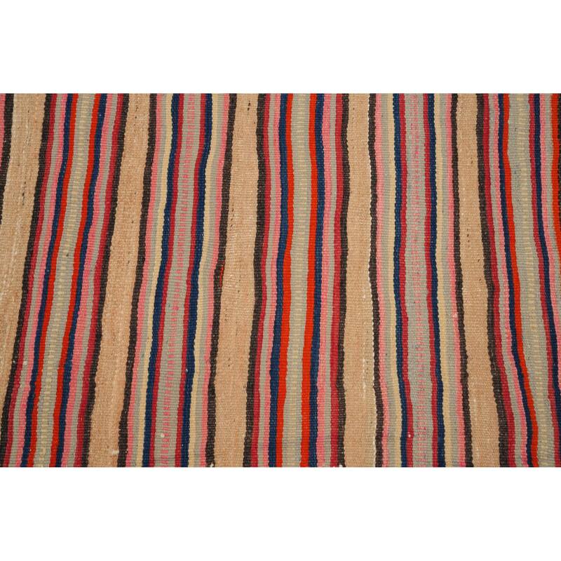 Hand Woven Oriental 100% Wool Carpet Southwestern Geometric Multi-Colored Kilim Area Rug - 8' 3'' X 4' 8''