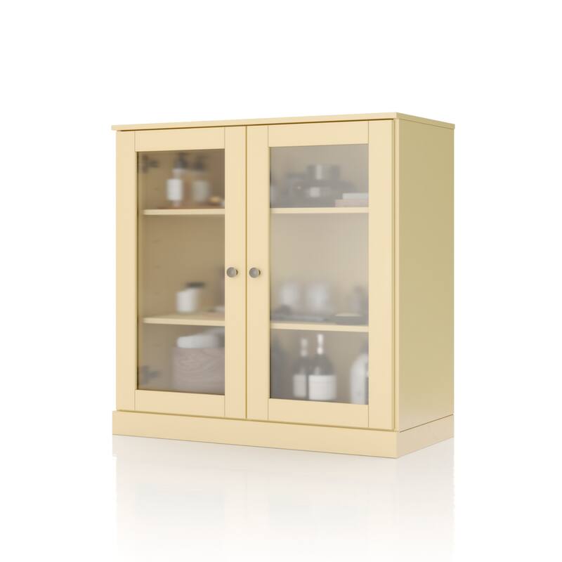 Palace Imports 100% Solid Wood 32" Bathroom Cabinet with Frosted Glass Doors and Adjustable Shelves