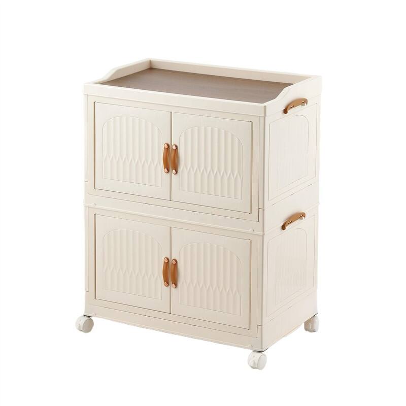 Stackable Storage Bins with Lid Foldable Storage Cabinet - 16.7"D x 27.5"W x 33.5"H