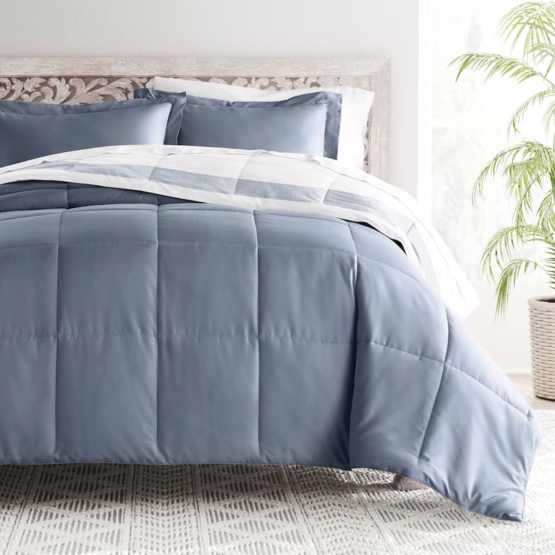 Becky Cameron Stitched Stripe Stone Pattern Reversible Comforter Set