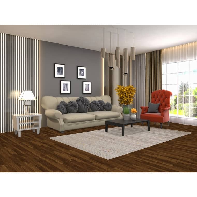 Striped Gabbeh Indian Area Rug Hand-Knotted Oriental Beige Wool Carpet - 4'11"x 7'11"