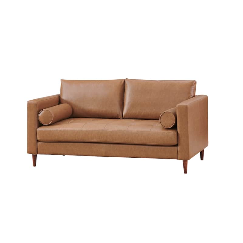 Alessandra Modern Contemporary Eco Leather Love Seat - Light Brown