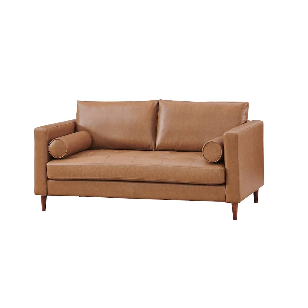Alessandra Modern Contemporary Eco Leather Love Seat - Light Brown