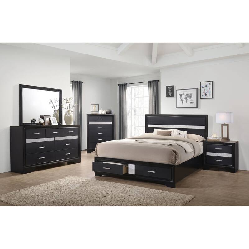 Miranda Contemporary Wood Storage Panel Bed