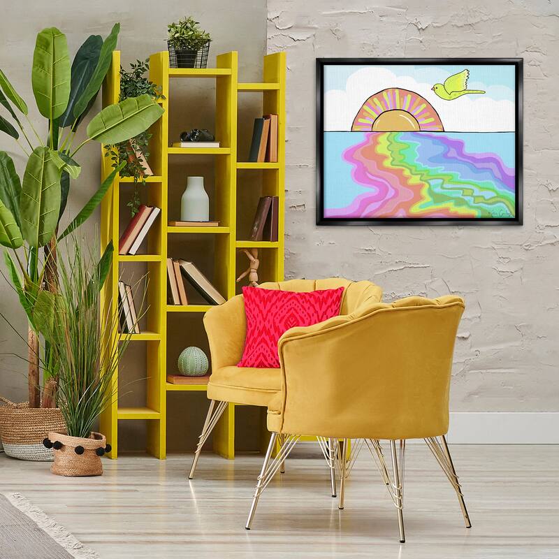 Stupell Swirling Rainbow Sea Reflection Framed Floater Canvas Wall Art Design By Katie Conley