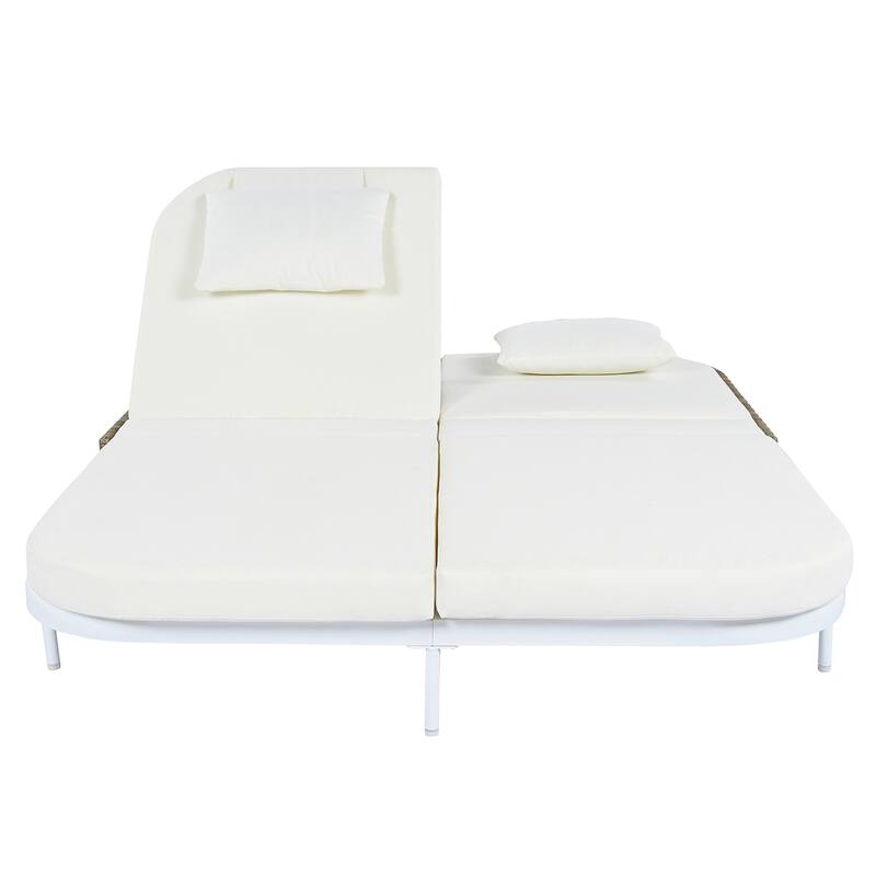 All-Weather Rattan Daybed, 5-Adjustable Backrest, Removable Cushions
