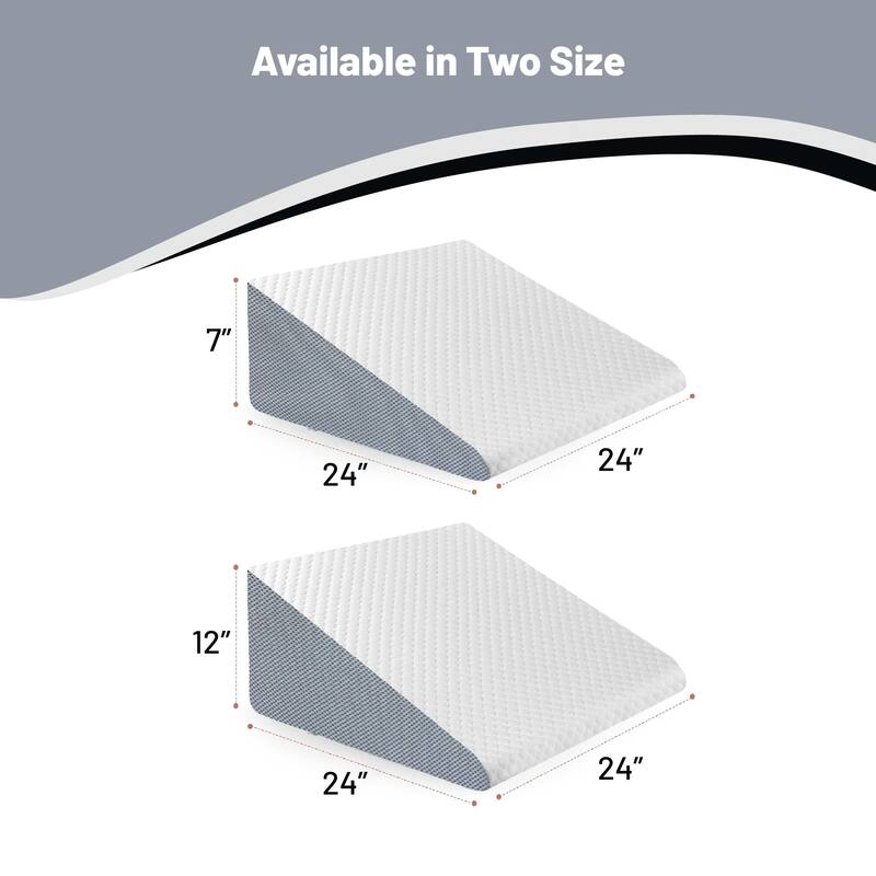 12-Inch Bed Wedge Pillow with High Density Foam, Stylish Chic Jacquard Cover, Wedge Pillow for Sleeping, Reading, White