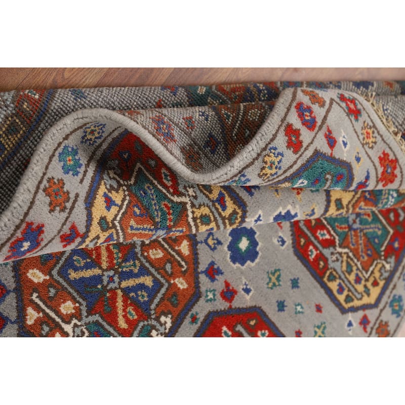 Hand Knotted Oriental 100% Wool Carpet Traditional All-Over Greys & Charcoal Kazak Area Rug - 5' 9'' X 3' 11''