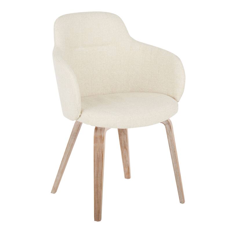 Carson Carrington Iglabo Upholstered Dining Chair with Bent Wood Legs (Set of 2) - Cream Fabric/White Washed Wood