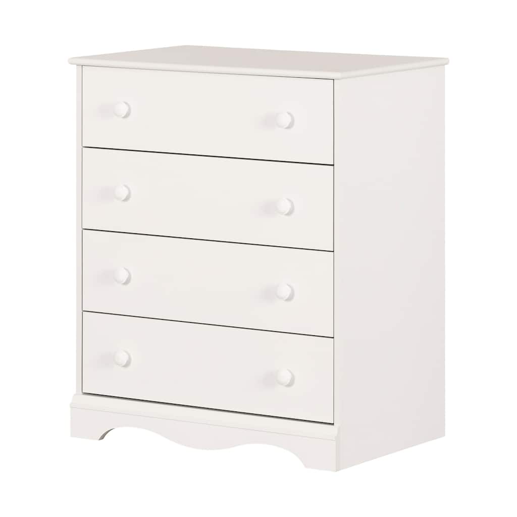 4-Drawer Pure White Chest Dresser with Sleek Modern Lines and Compact Vertical Storage for Bedroom or Nursery