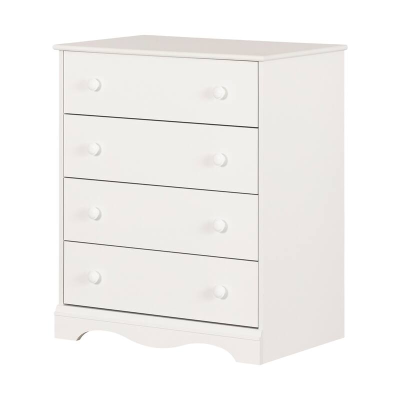 4-Drawer Pure White Chest Dresser with Sleek Modern Lines and Compact Vertical Storage for Bedroom or Nursery