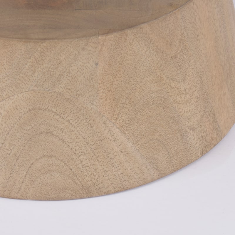 Maxwell White Marble Top With Light Brown Solid Wood Base Round Coffee Table