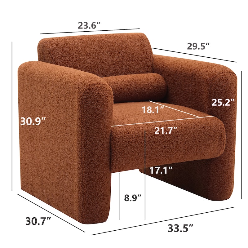 Modern ArmChair Sherpa Fabric Upholstered Accent Chair