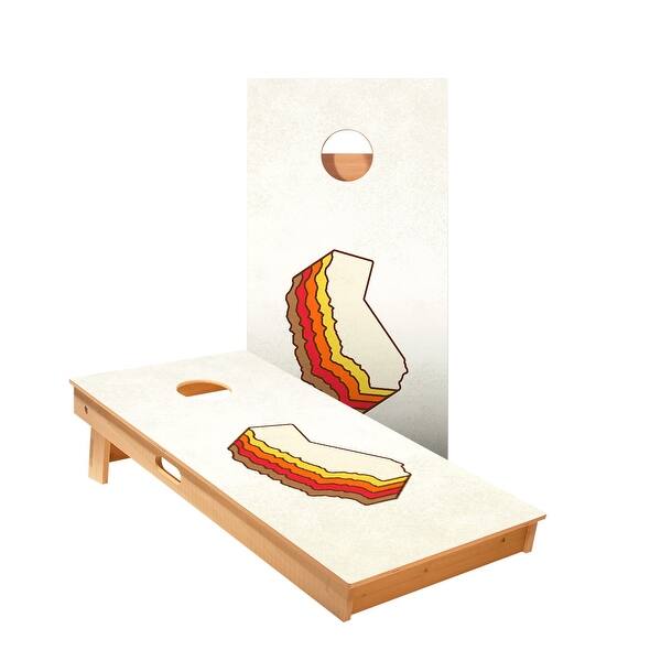 slide 2 of 5, Retro California Cornhole Boards NO Bags - Add Board Lights