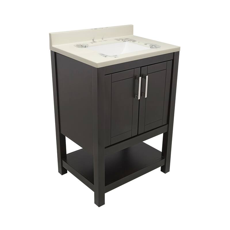 Taos 25" Bathroom Vanity with Cultured Marble Vanity Top Sink in White with White Basin