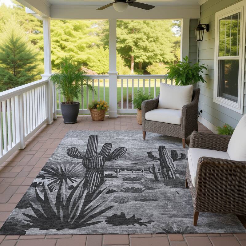 Machine Washable Indoor/ Outdoor Southwestern Mesa Chantille Rug - Gray - 2'6" x 3'10"
