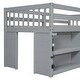 preview thumbnail 18 of 16, Kids Low Loft Bed Wood Twin Size Loft Bed Frame with Two-Tier Shelves, LED Light, Ladder and Guardrails - Unisex