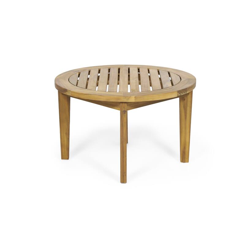 Solano Acacia Wood Outdoor Circular Coffee Table by Christopher Knight Home