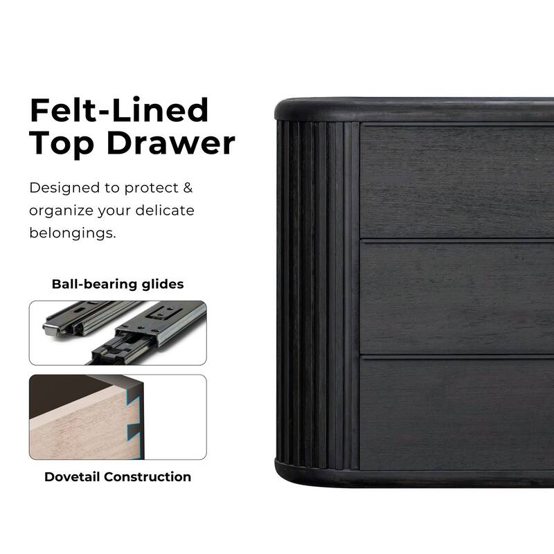 Furniture of America Caelan I Modern 5-Piece Black Solid Wood Fluted Panel Bedroom Set with Motion Light
