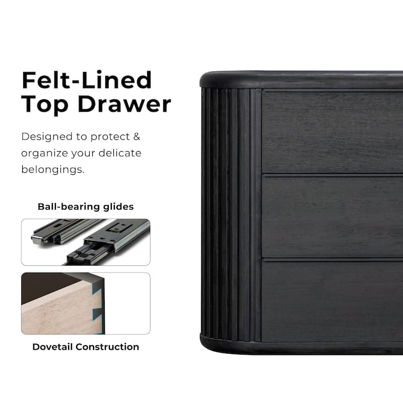 Furniture of America Caelan I Modern 5-Piece Black Solid Wood Fluted Panel Bedroom Set