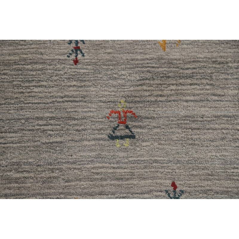 Gabbeh Indian Area Rug Hand-Knotted Oriental Wool Carpet - 8'0"x 9'7"