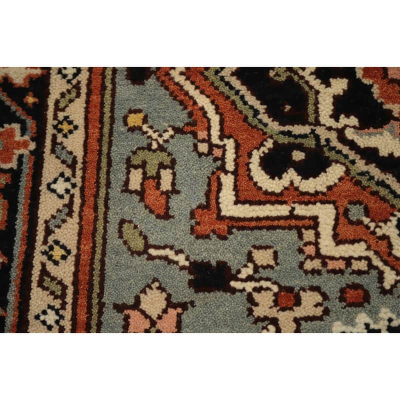 Hand Knotted Oriental 100% Wool Carpet Traditional Medallion Greys & Charcoal Heriz (serapi) Area Rug - 5' 9'' X 4' 0''