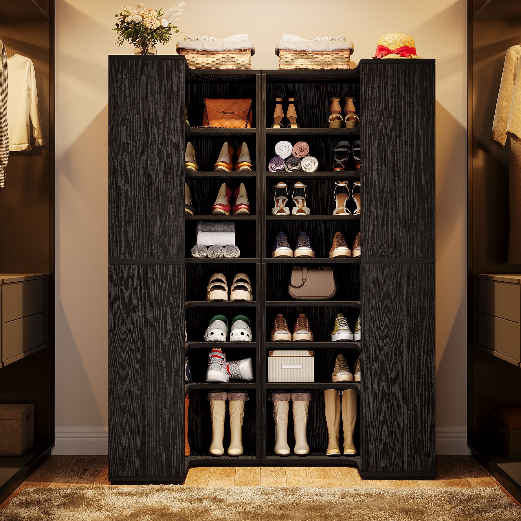 Corner Shoe Cabinet for 40-45 Pairs, 9-Tier Tall Shoe