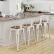 preview thumbnail 2 of 41, Bar Stools With Back set of 4 Industrial Metal Barstools with Wooden Seats