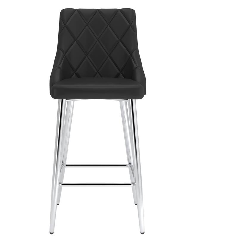 Contemporary Faux Leather and Metal 26" Counter Stool, Set of 4