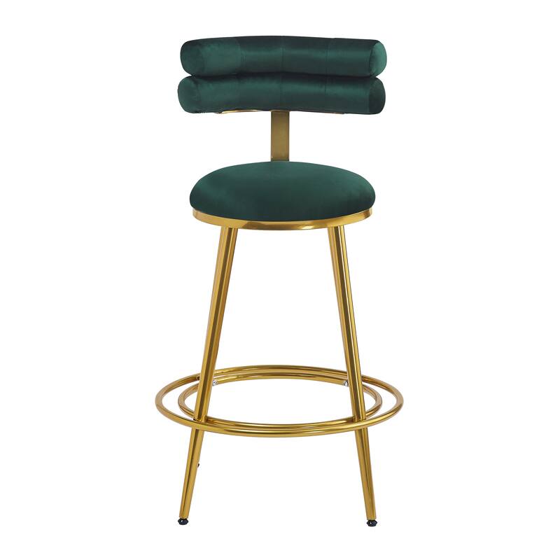 Roomfitters 27.65'' Velvet Counter Stools, Set of 2 Modern Bar Height Chairs with Iron Frame, Soft Backrest and Footrest