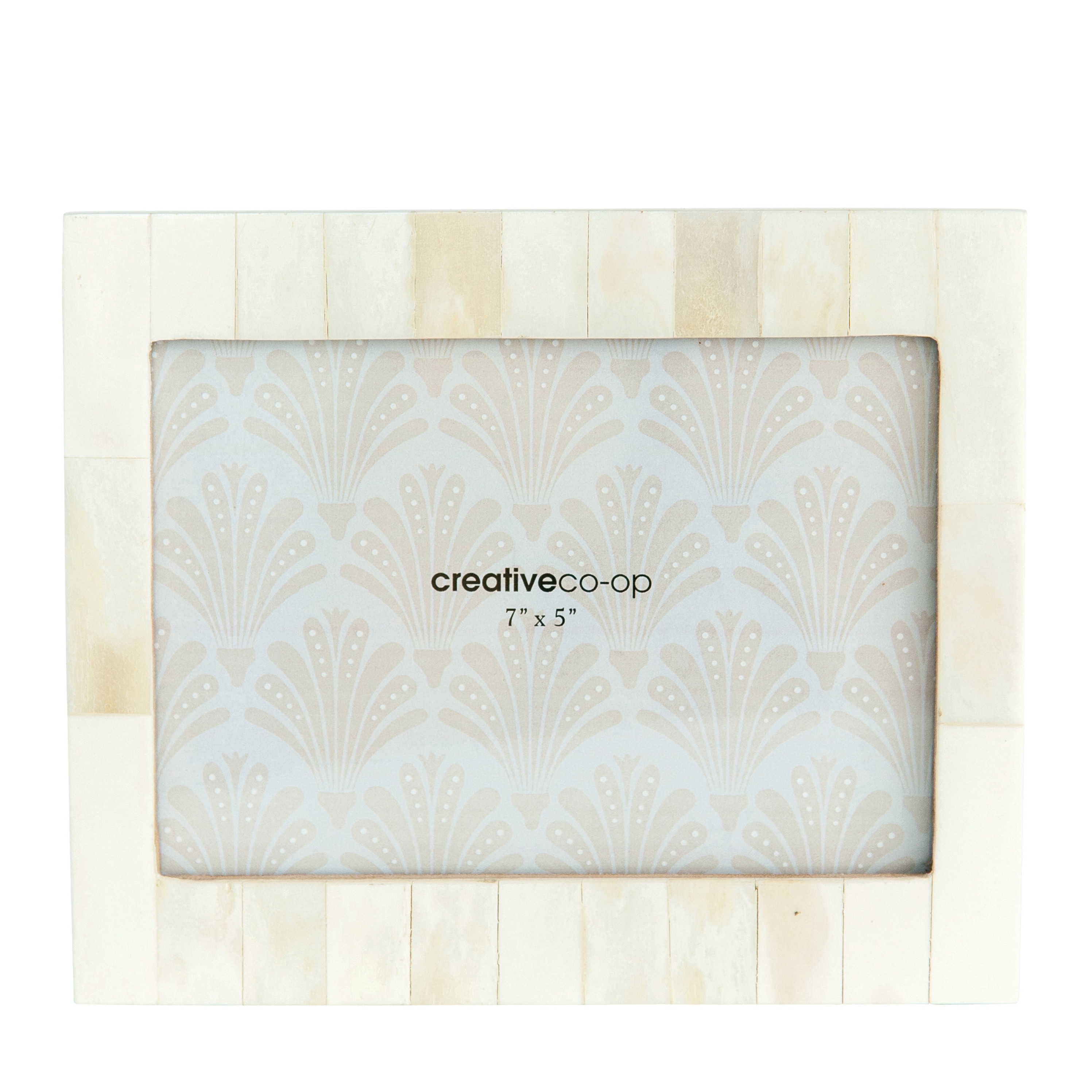 White Resin Photo Frame with Beige Accents