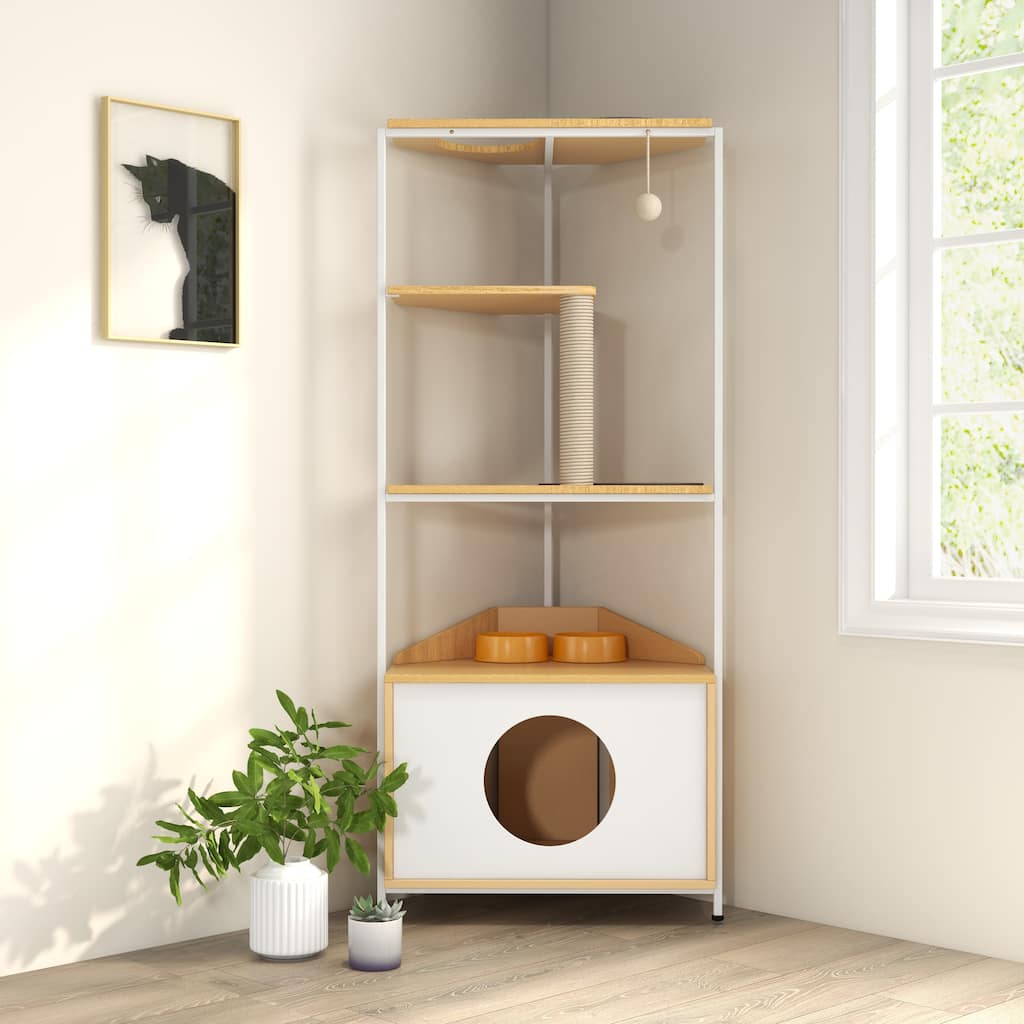 Engaging Corner Cat Tree for Maximizing Space and Fun
