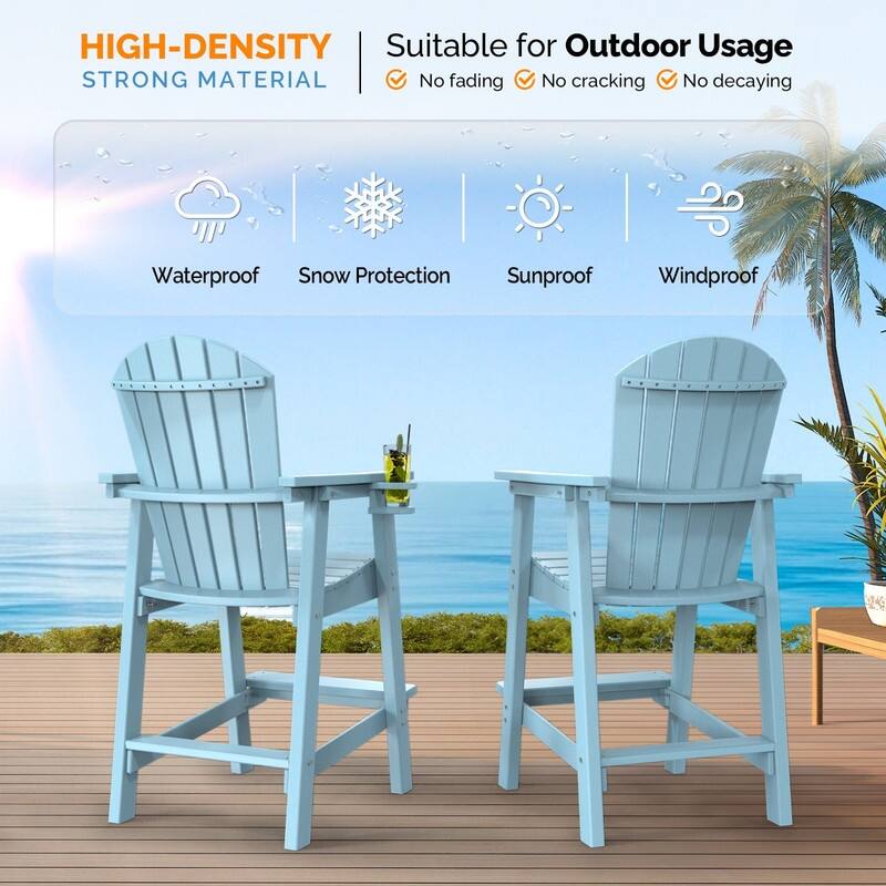 HDPE Adirondack Bar Stools with Cup Holder