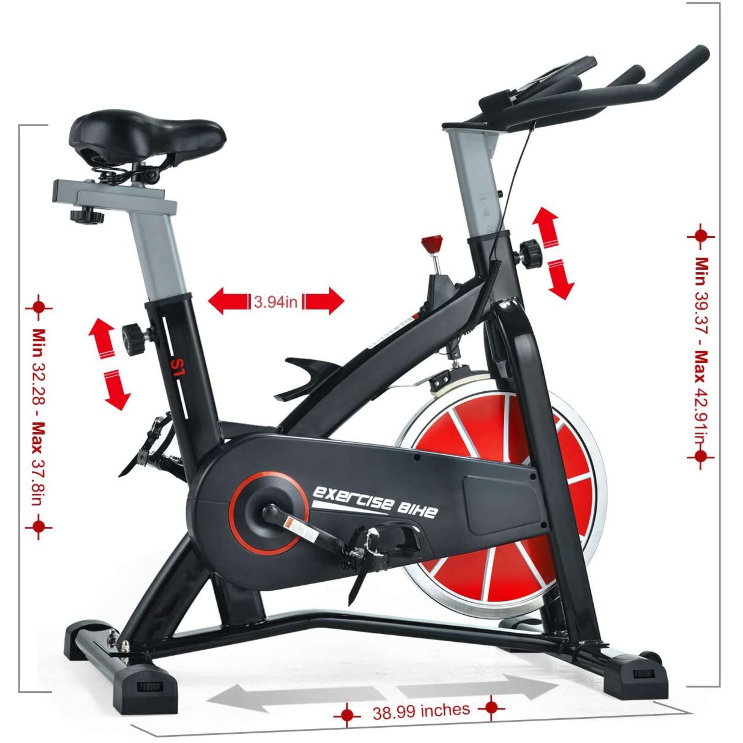 SYRINX Indoor Cycling Bike Belt Drive Indoor Exercise Bike L 40.2 x W 9.84 x H 33.9