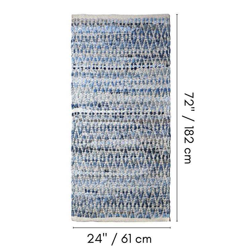 Fabstyles Denim Cotton Kohinoor Handmade Area Rag Rug
